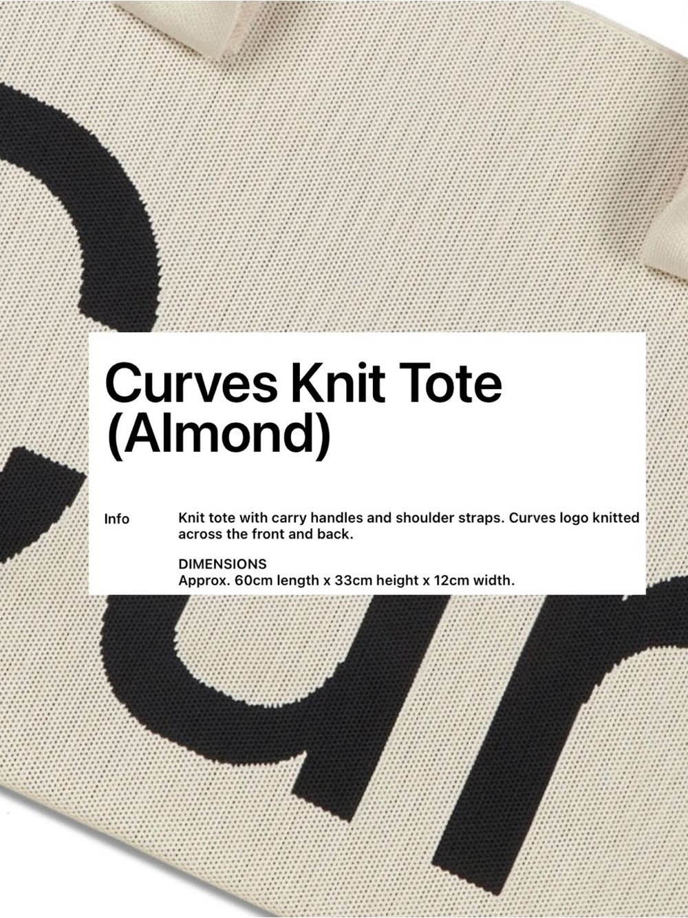 Curves Tote by Sean Brown - Almond